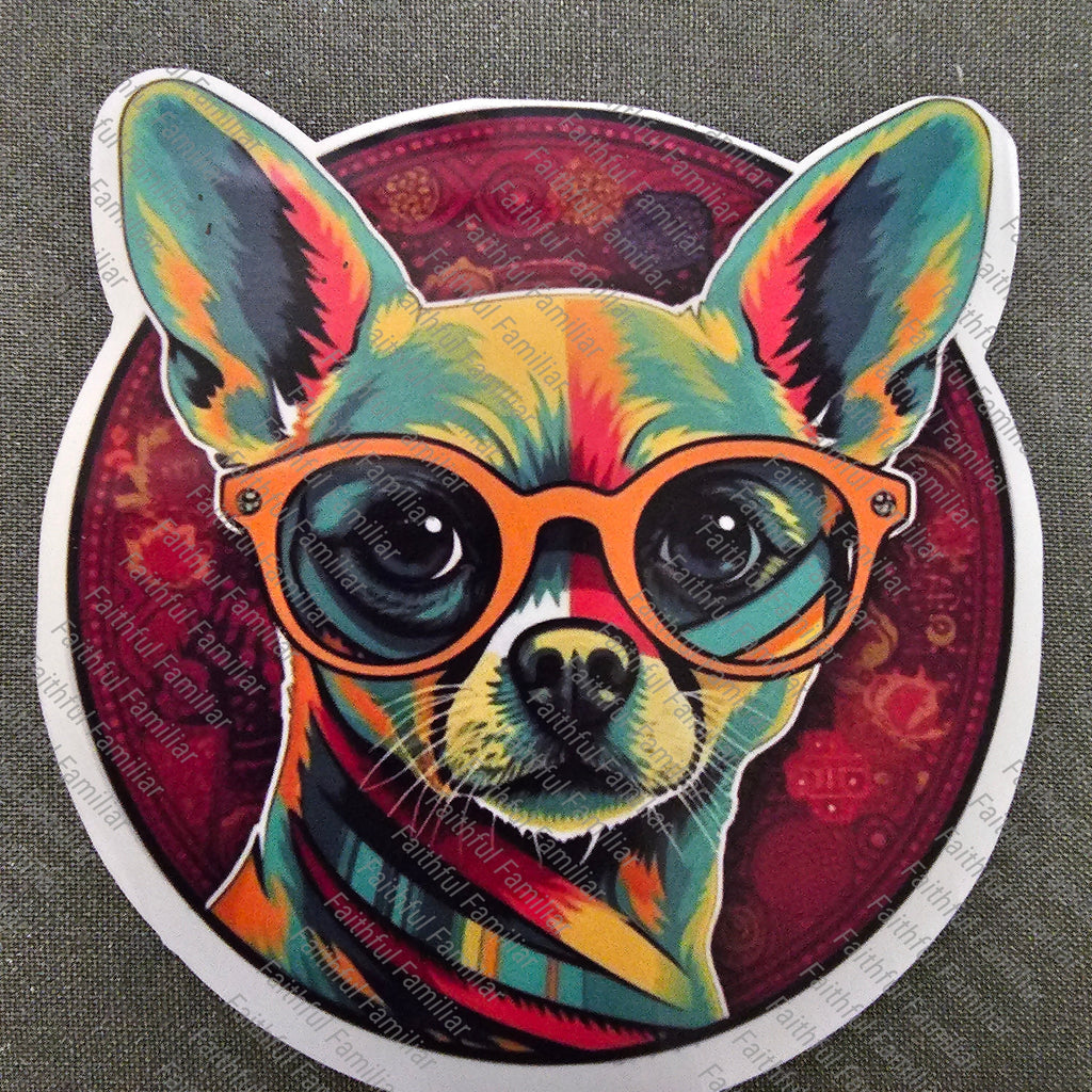 Trippy Chihuahua Sticker: Psychedelic Dog Lover Gift
