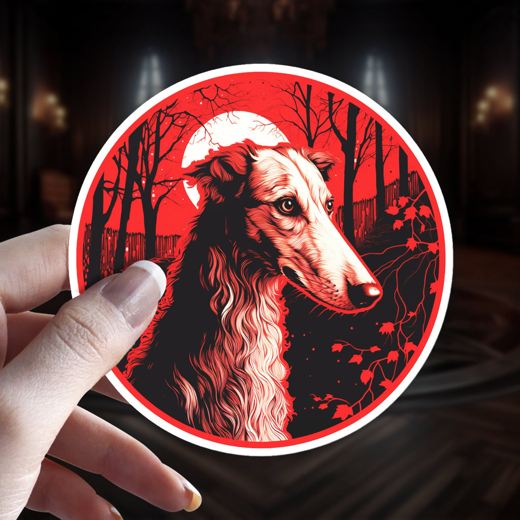 Borzoi - Familiar Witchy Gothic Holographic Dog Breed Sticker for Borzoi Lovers