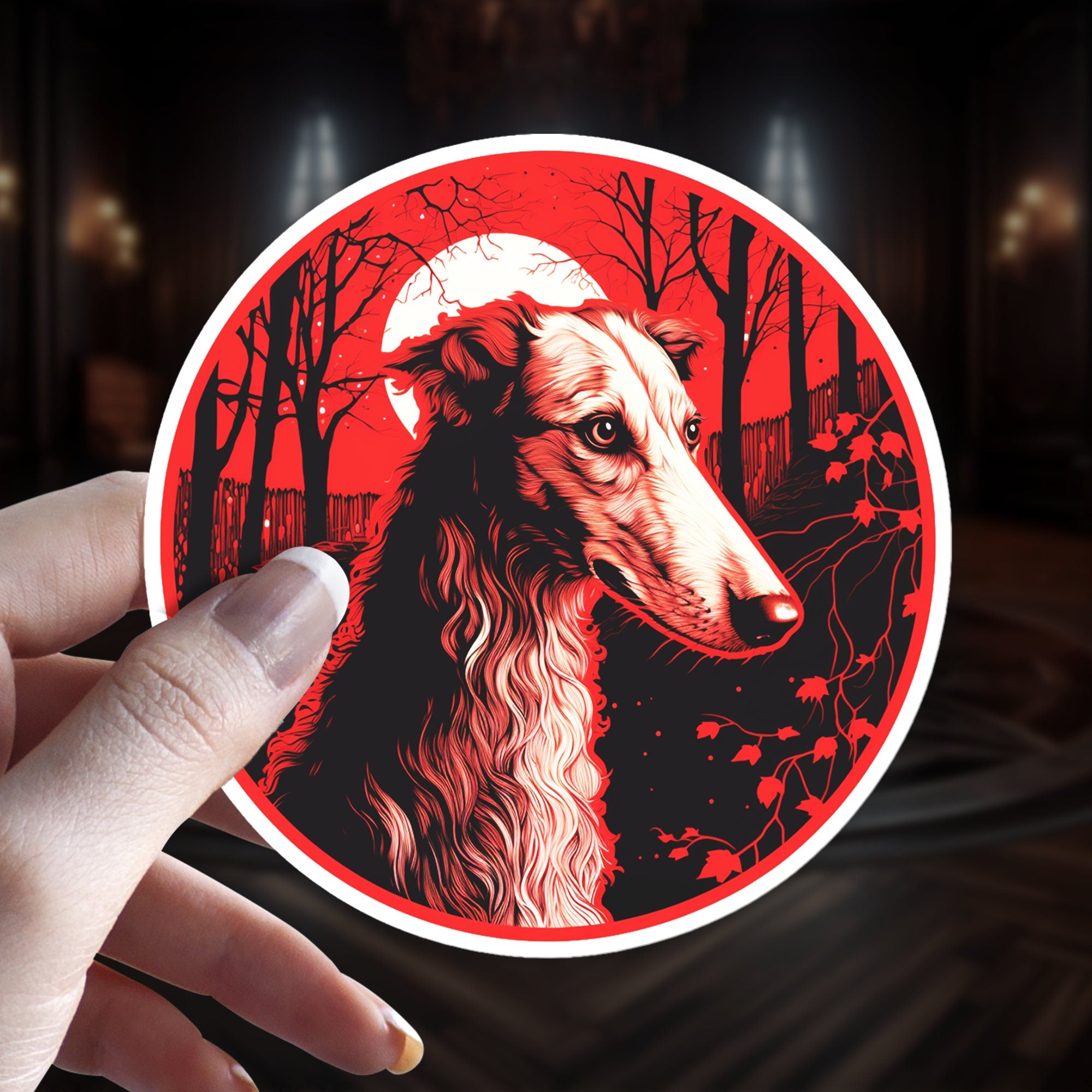 Borzoi - Familiar Witchy Gothic Holographic Dog Breed Sticker for Borzoi Lovers