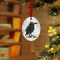 Metal - "Capitalism Is A Death Cult" Raven ornament in Oval