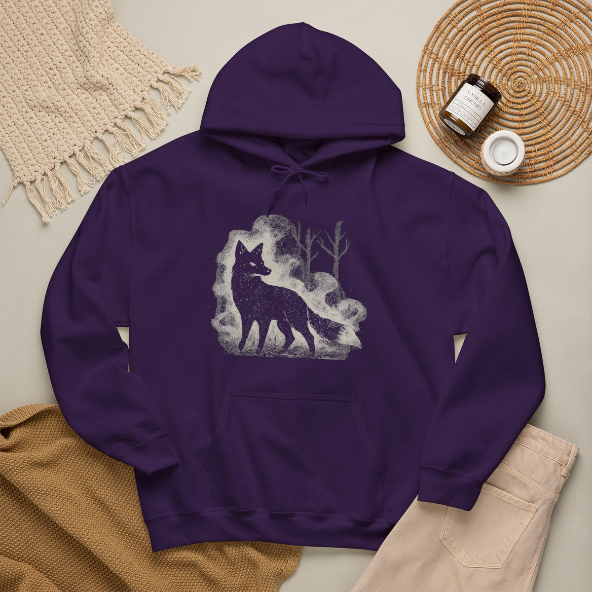 Additional photo of Wolf Silhouette — Night Forest Wolf Graphic hoodie