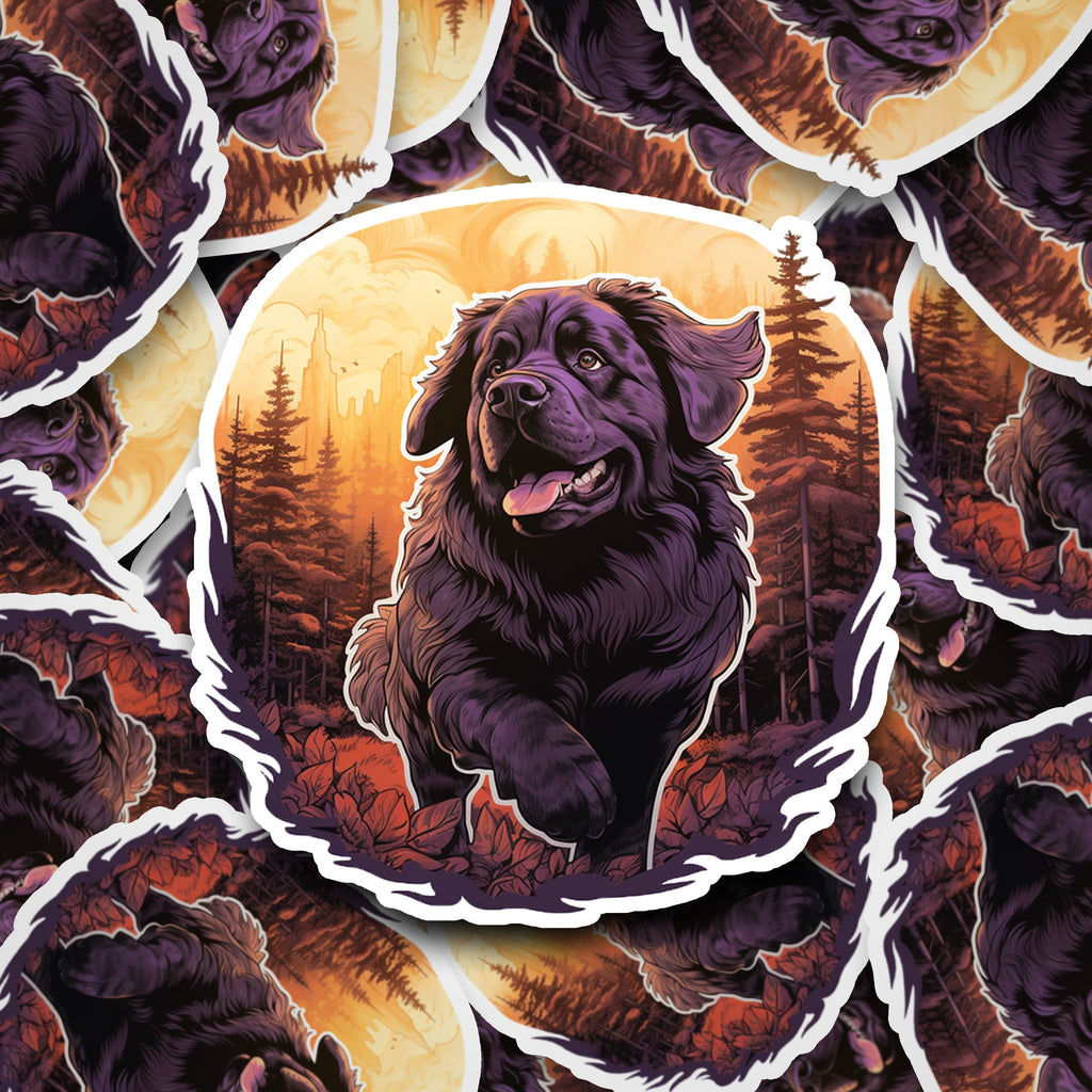 Witchy Newfoundland Dog Sticker: Holographic Newfie Decal