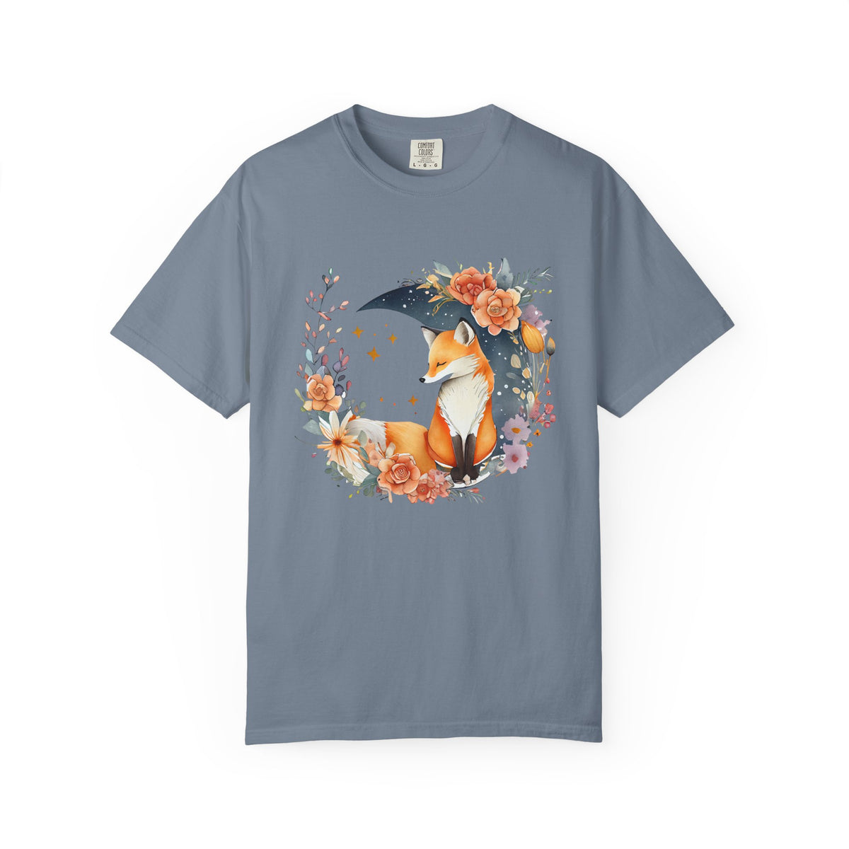 Fox Floral graphic shirt featuring Whimsical Fox with Moon & Flowers Graphic