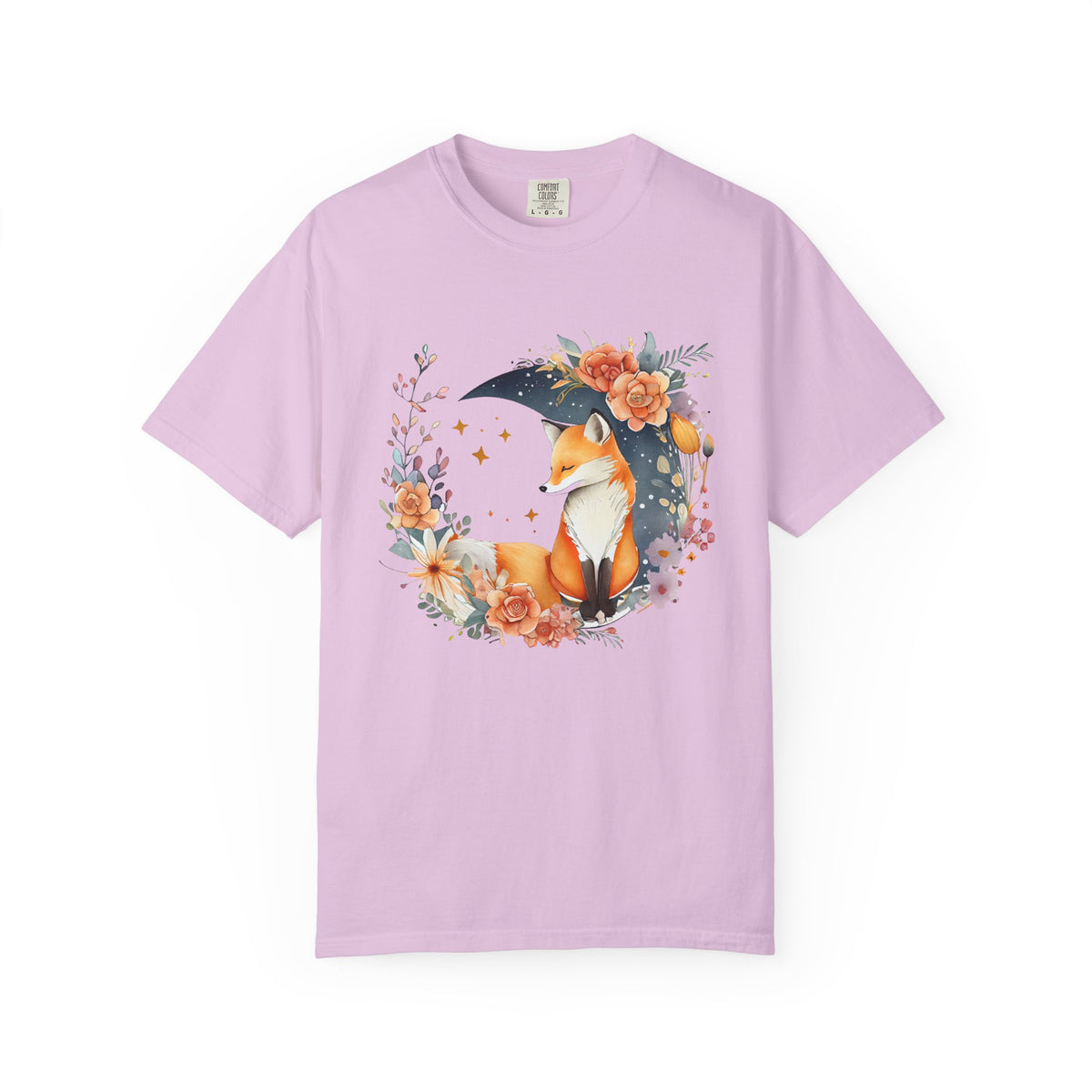 Fox Floral graphic shirt featuring Whimsical Fox with Moon & Flowers Graphic