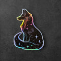 Witchy Black Fox Sticker: Holographic Celestial Vinyl Decal