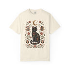 Witchy Black Cat graphic shirt featuring Folk Art Floral Comfort Colors Tee
