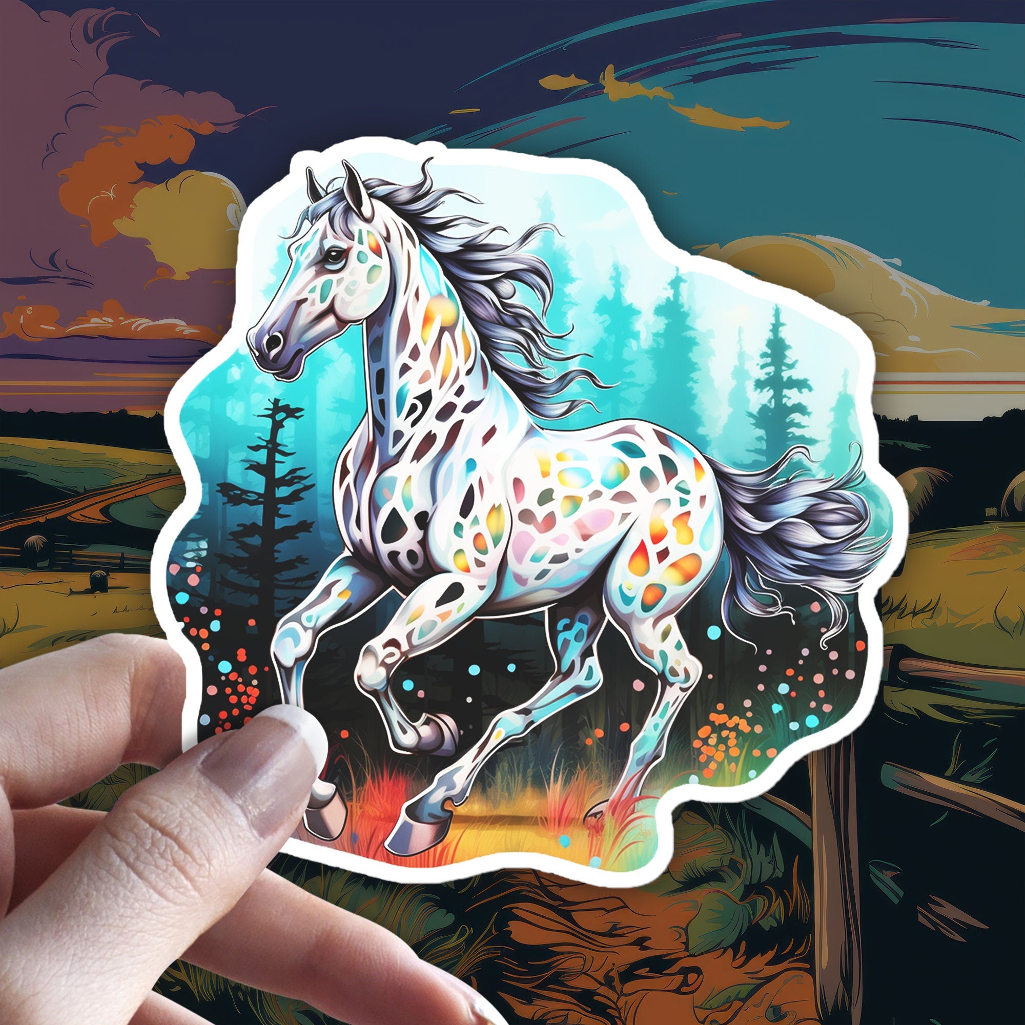 Holographic Appaloosa Horse Sticker - Water Resistant Equestrian Decal