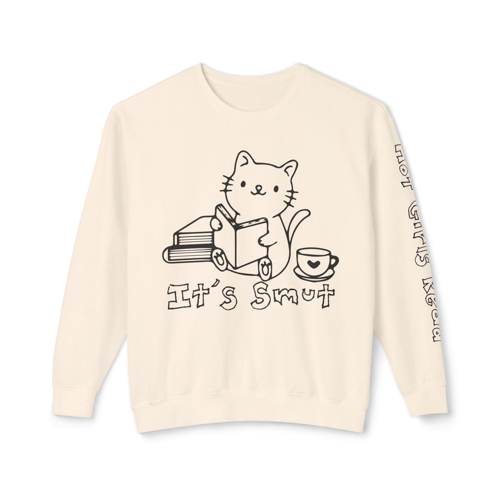 Additional photo of Cat Reading "It's Smut" sweatshirt