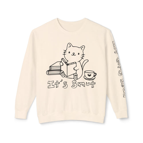 Additional photo of Cat Reading "It's Smut" sweatshirt