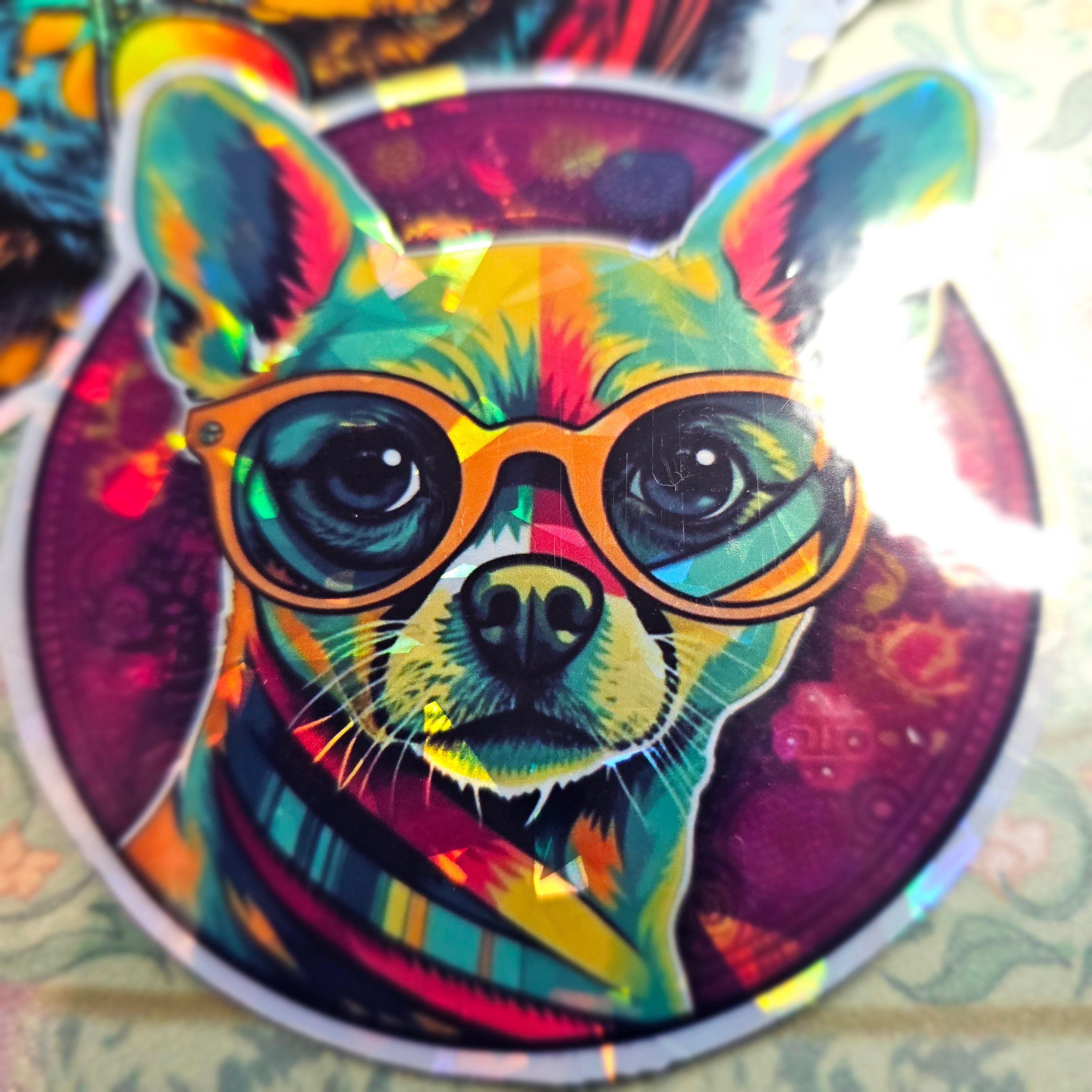 Trippy Chihuahua Sticker: Psychedelic Dog Lover Gift