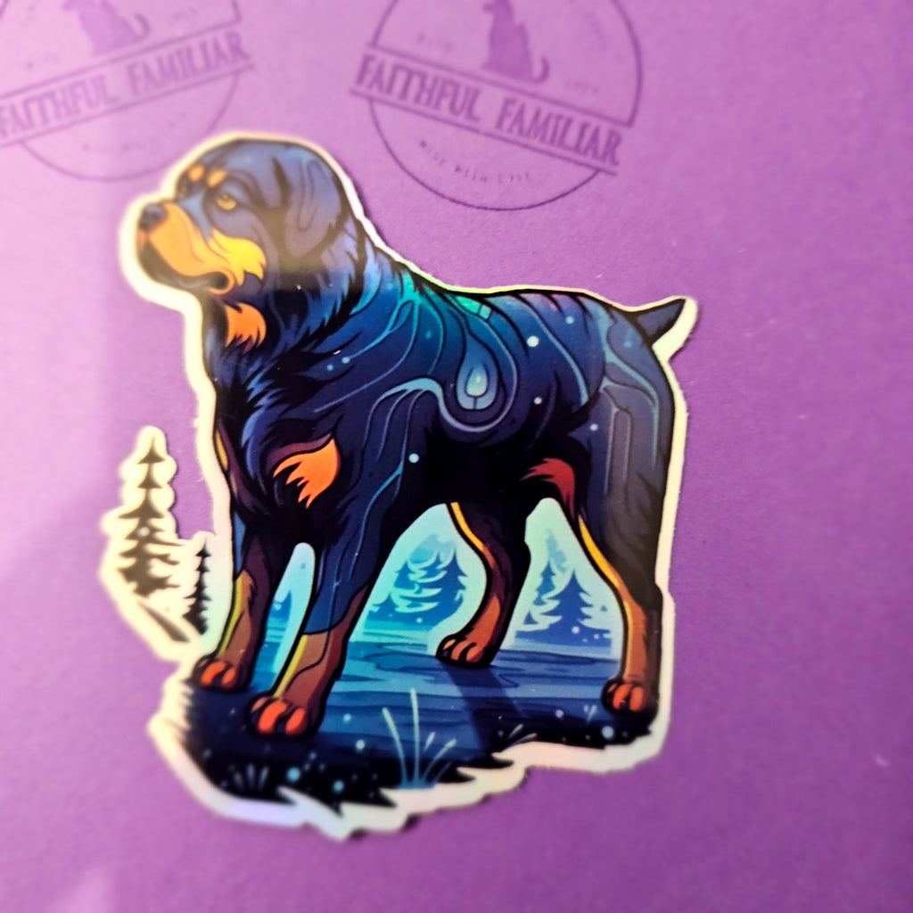 Witchy Rottweiler Familiar Sticker: Water Resistant Dog Lover Decal