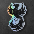 Holographic Phoenix Sticker – Celestial Firebird Vinyl, Water-Resistant Laptop Decal, Witchy Mythical Sticker