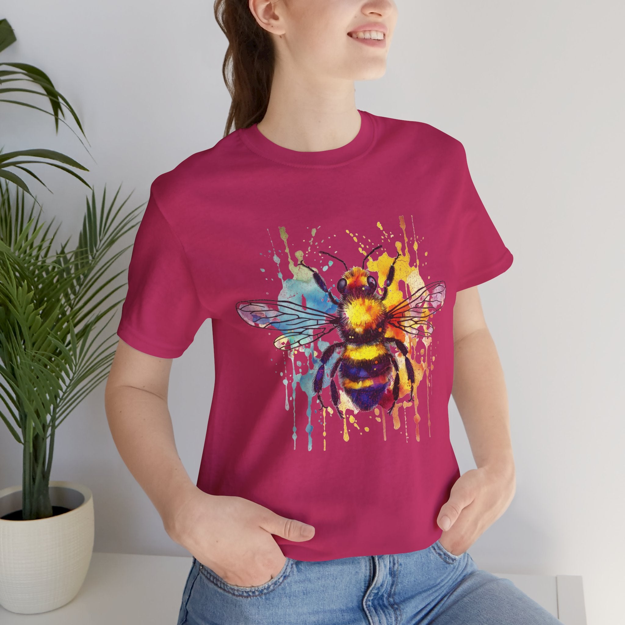 Watercolor Bee T-Shirt — Colorful Drip Honeybee Tee