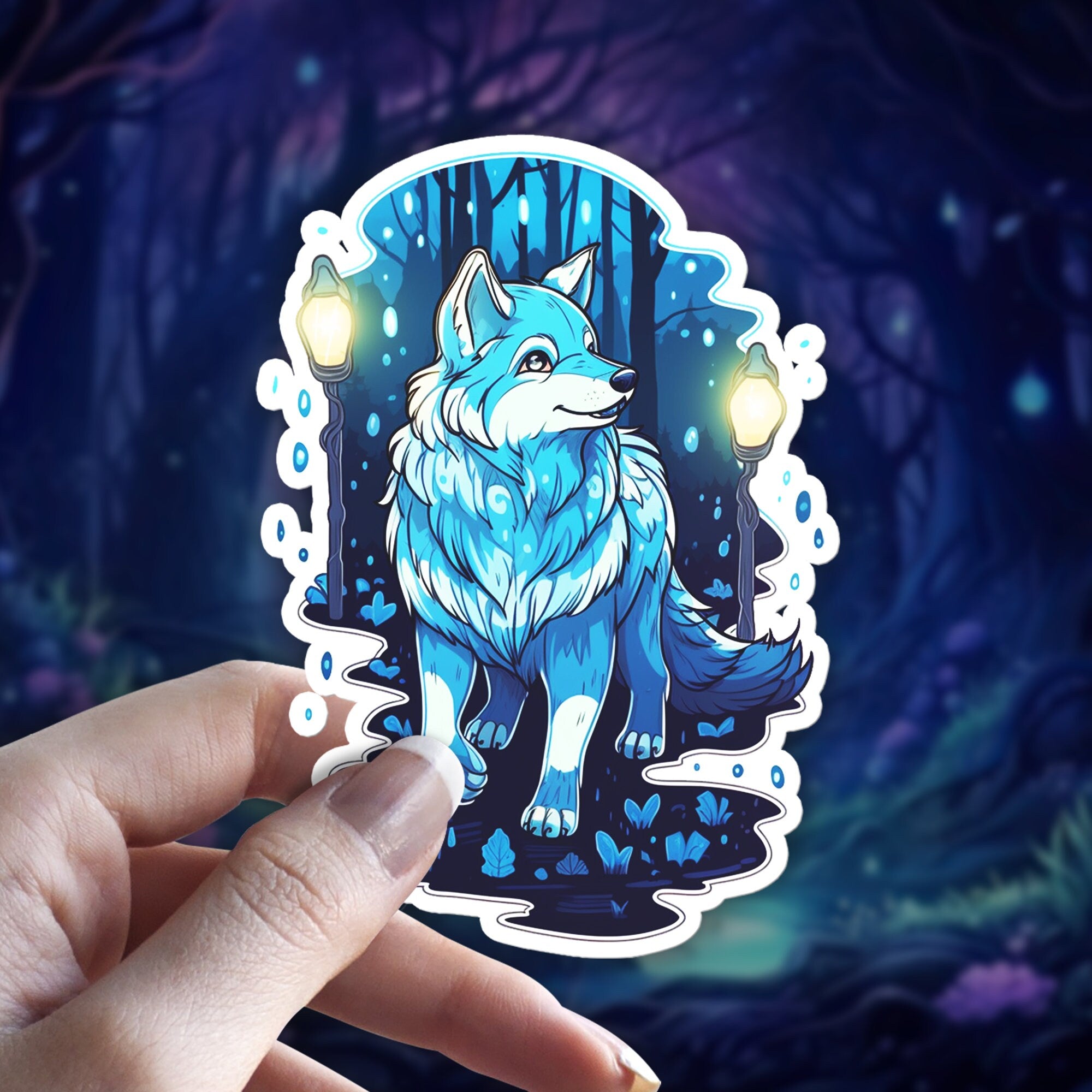Witchy Husky Familiar Sticker: Holographic Dog Lover Gift
