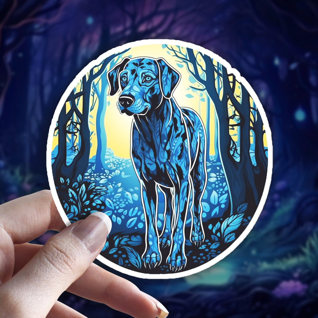 Witchy Catahoula Leopard Dog Sticker: Holographic Water Resistant Decal