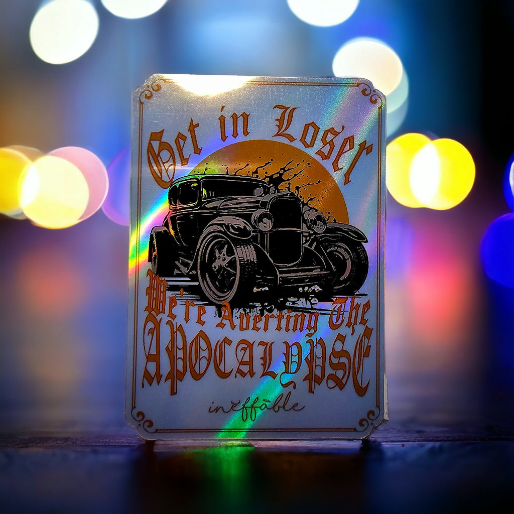 Good Omens Holographic Sticker: Crowley's Car - Get In Loser