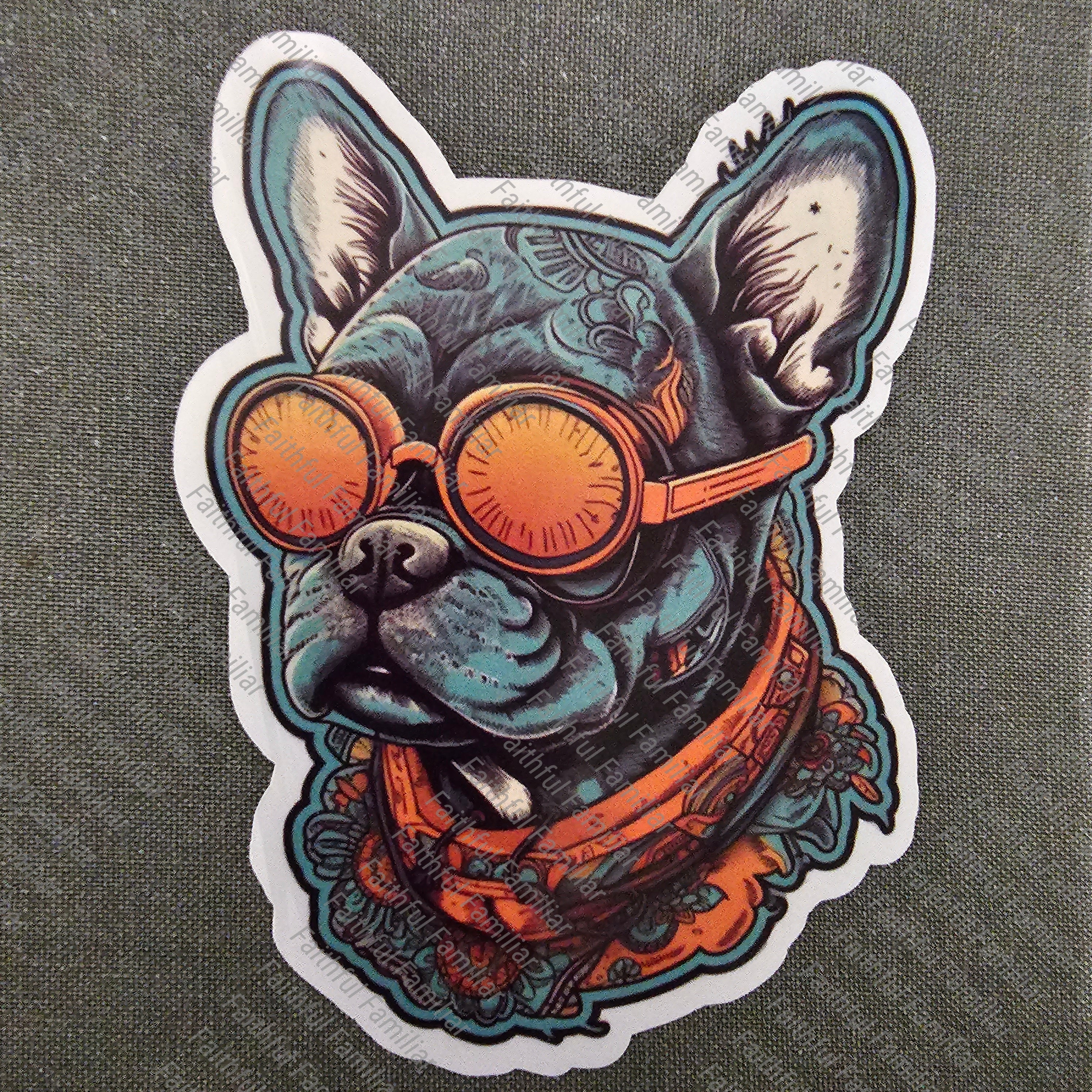 Cyberpunk French Bulldog Sticker: Trippy Frenchie Decal