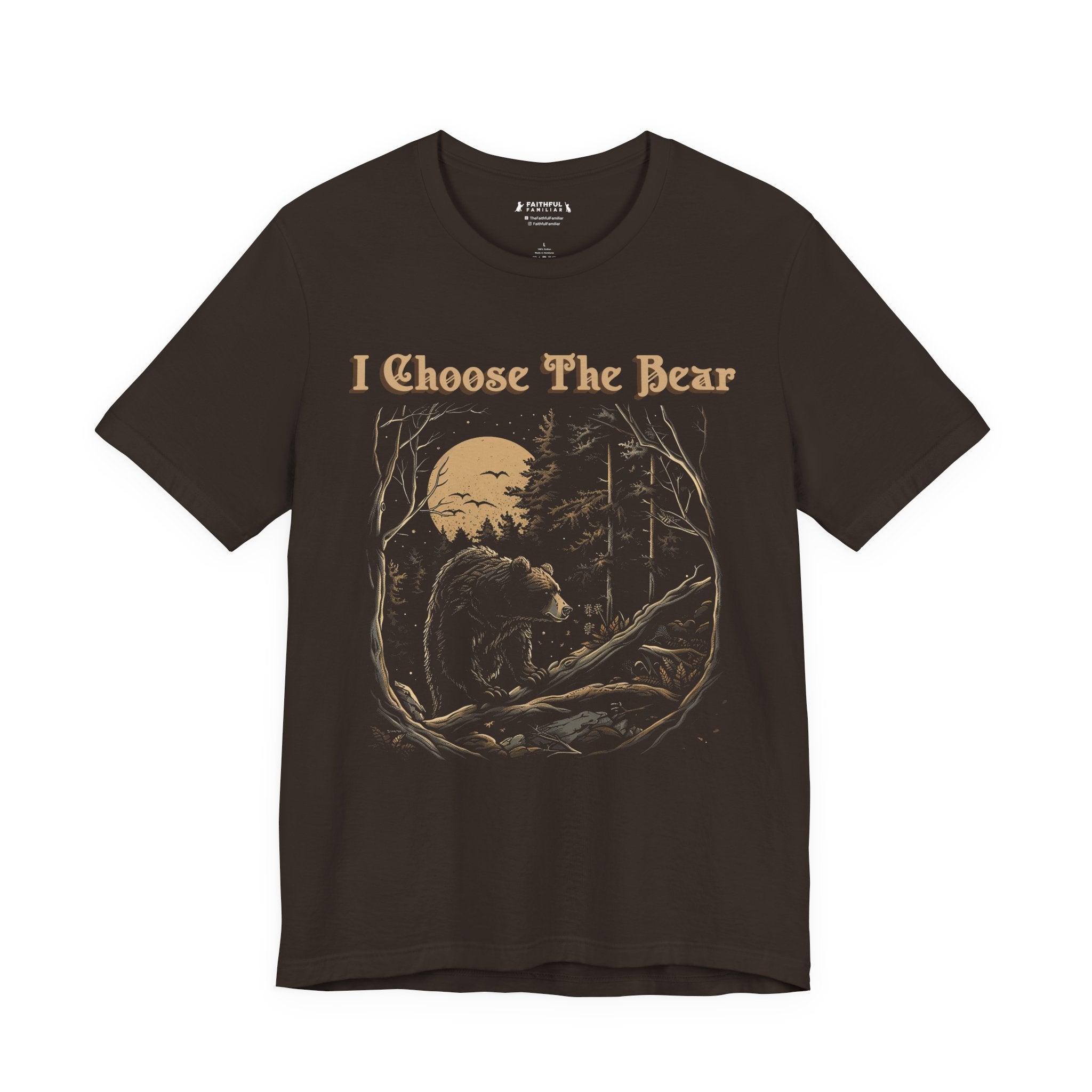 I Choose The Bear Graphic Tee — Moonlit Forest Bear Shirt for Outdoorsy Feminists