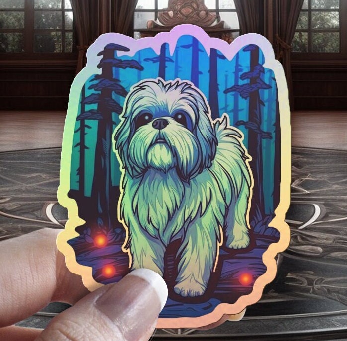 Shih tzu Pet Decal, Holographic Dog Sticker, Dog Lover Gift