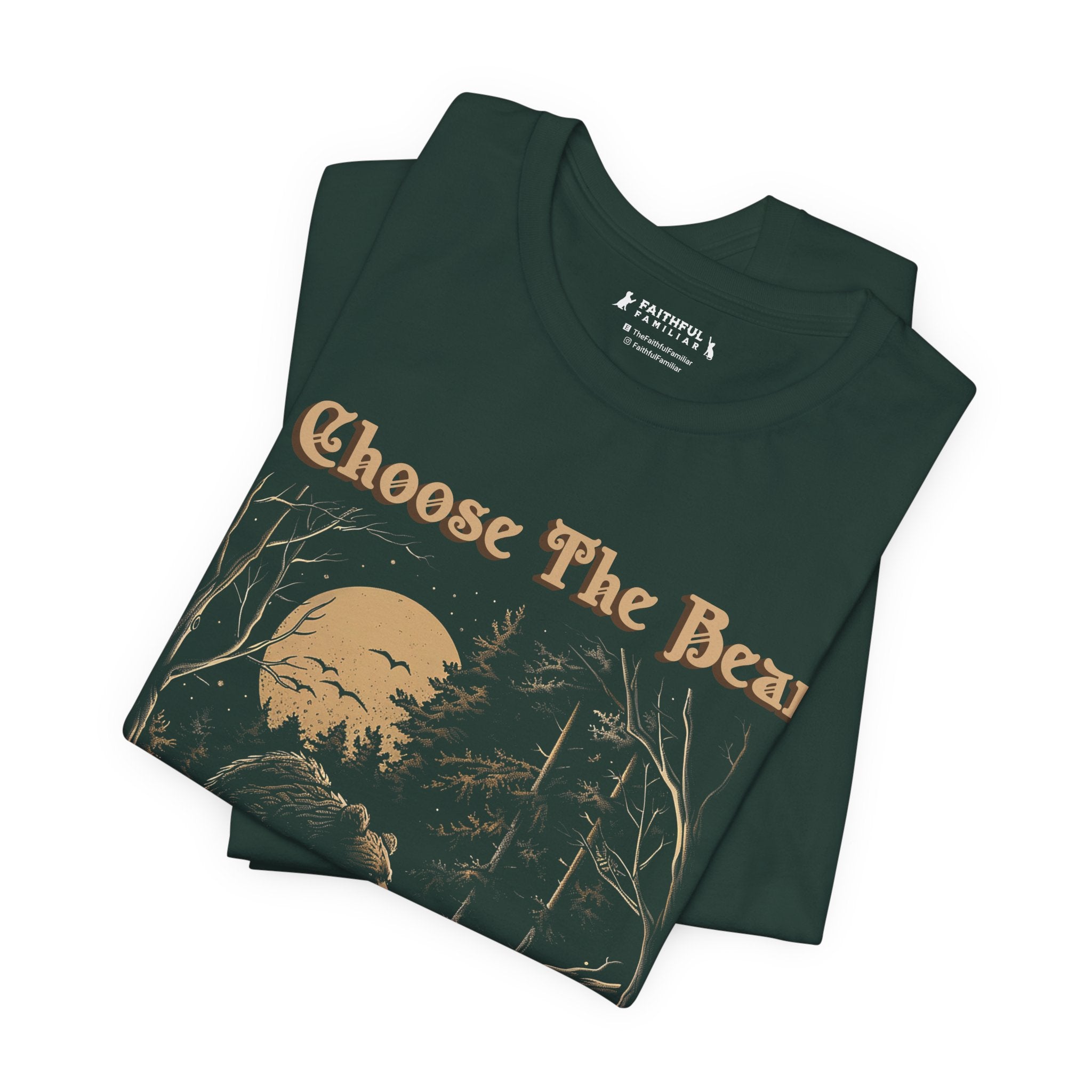 I Choose The Bear Graphic Tee — Moonlit Forest Bear Shirt for Outdoorsy Feminists
