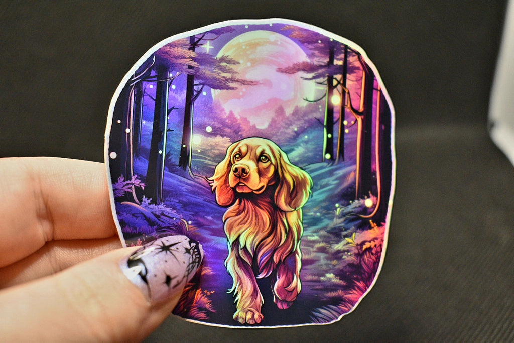 Red Cocker Spaniel Sticker: Holographic Dog Lover Gift