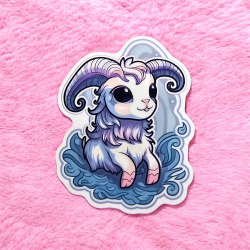 Capricorn Astrology : Hand-Drawn Sea Goat vinyl sticker in Holographic