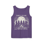 Feminist Witch graphic tank top featuring They Fear What They Can't Control Coven