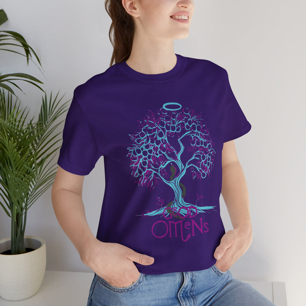 Good Omens Tree of Knowledge Doodle Aziraphale graphic shirt featuring Comic Con Fandom Jersey Short Sleeve Tee