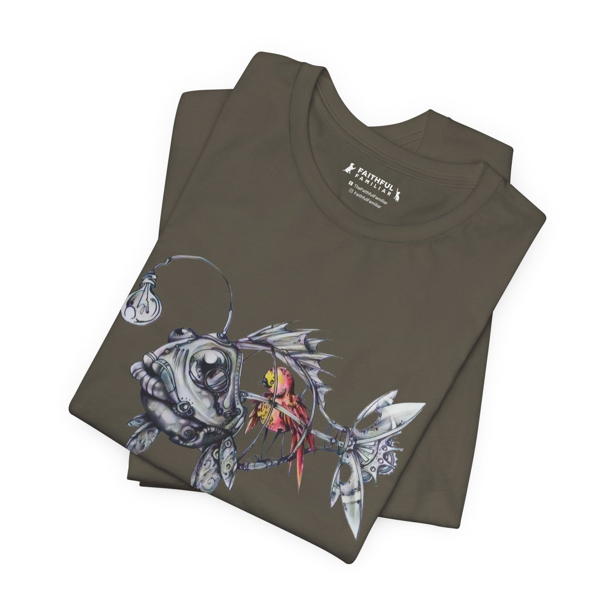 Weirdcore Bird Inside A Fishcage graphic shirt featuring Dreamcore Aesthetic & Grunge