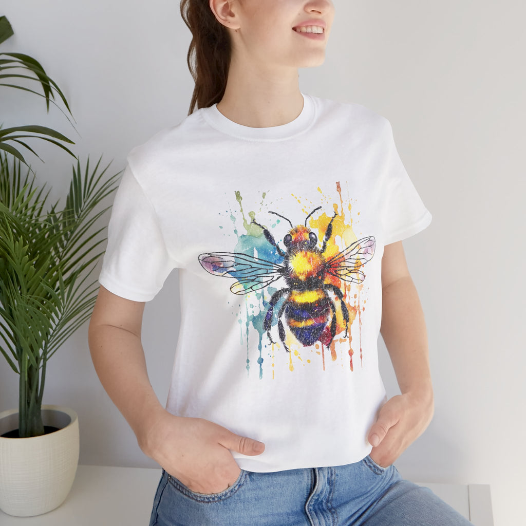 Watercolor Bee T-Shirt — Colorful Drip Honeybee Tee