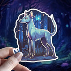 Xoloitzcuintle : Witchy Mexican Hairless Dog vinyl sticker in White