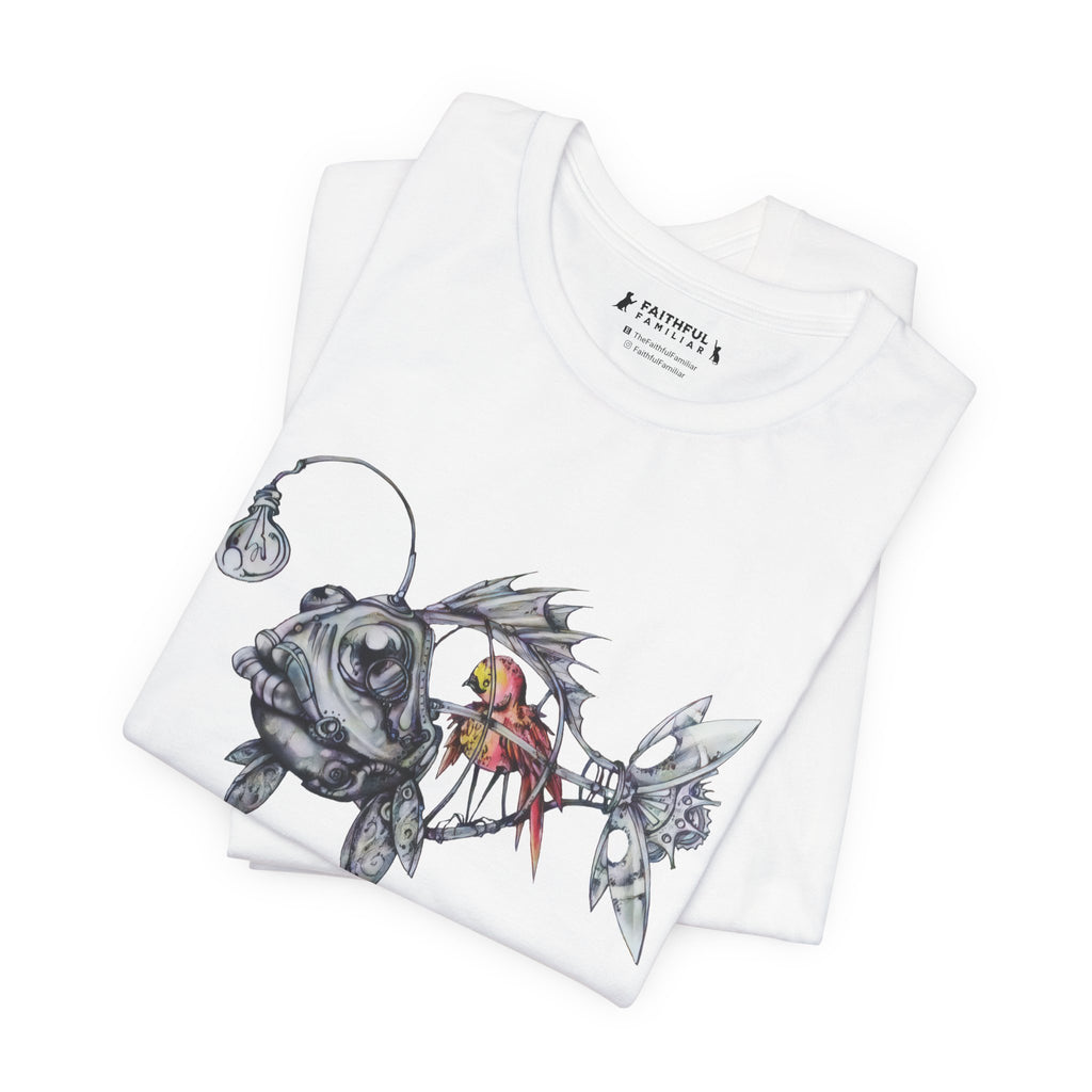 Weirdcore Bird Inside A Fishcage graphic shirt featuring Dreamcore Aesthetic & Grunge