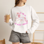 Worst Timeline Sweatshirt, Funny Unicorn Graphic, Existential Humor Crewneck