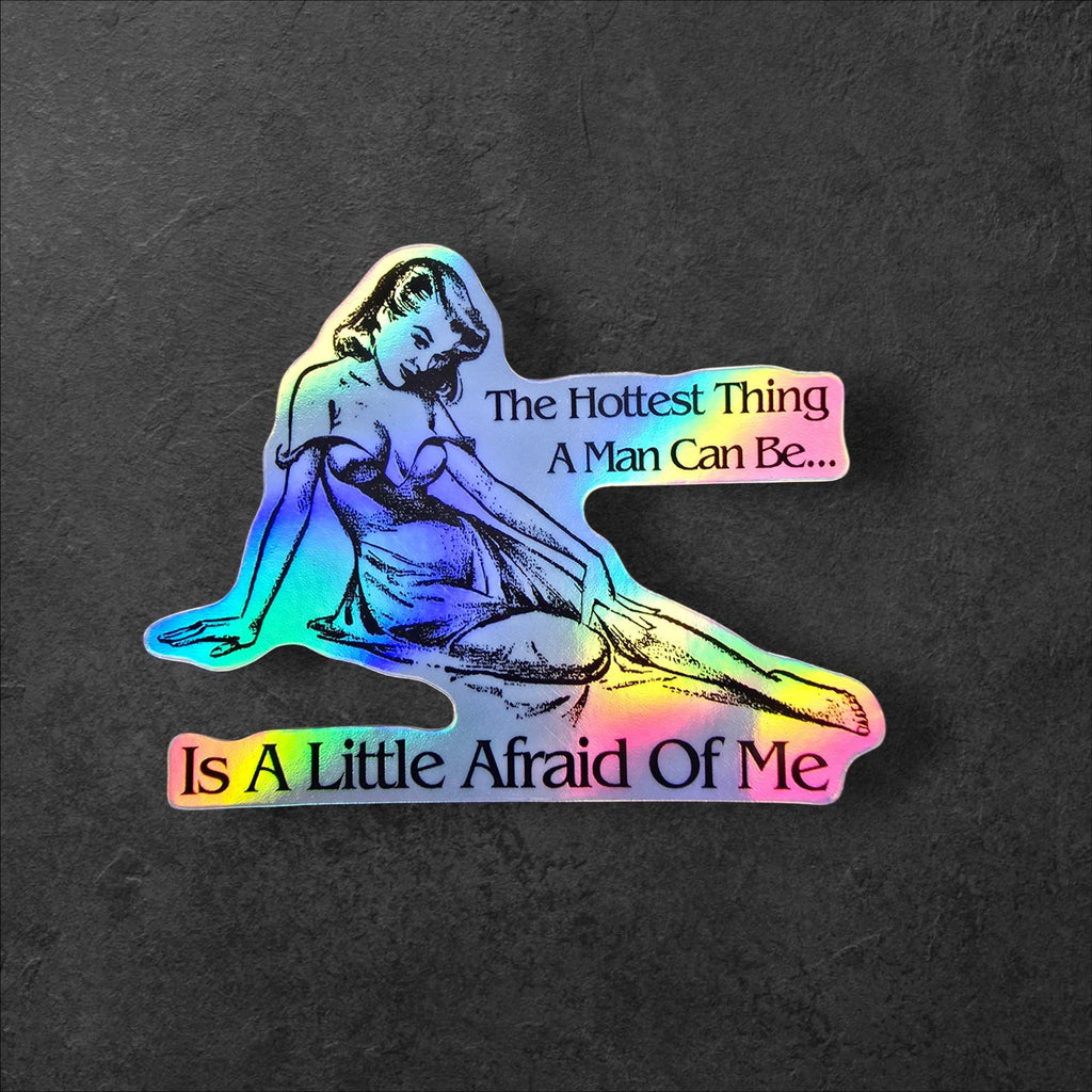 Feminist Pinup Sticker | The Hottest Thing A Man Can Be Vinyl Sticker, Retro Feminist Laptop Water Bottle Decal
