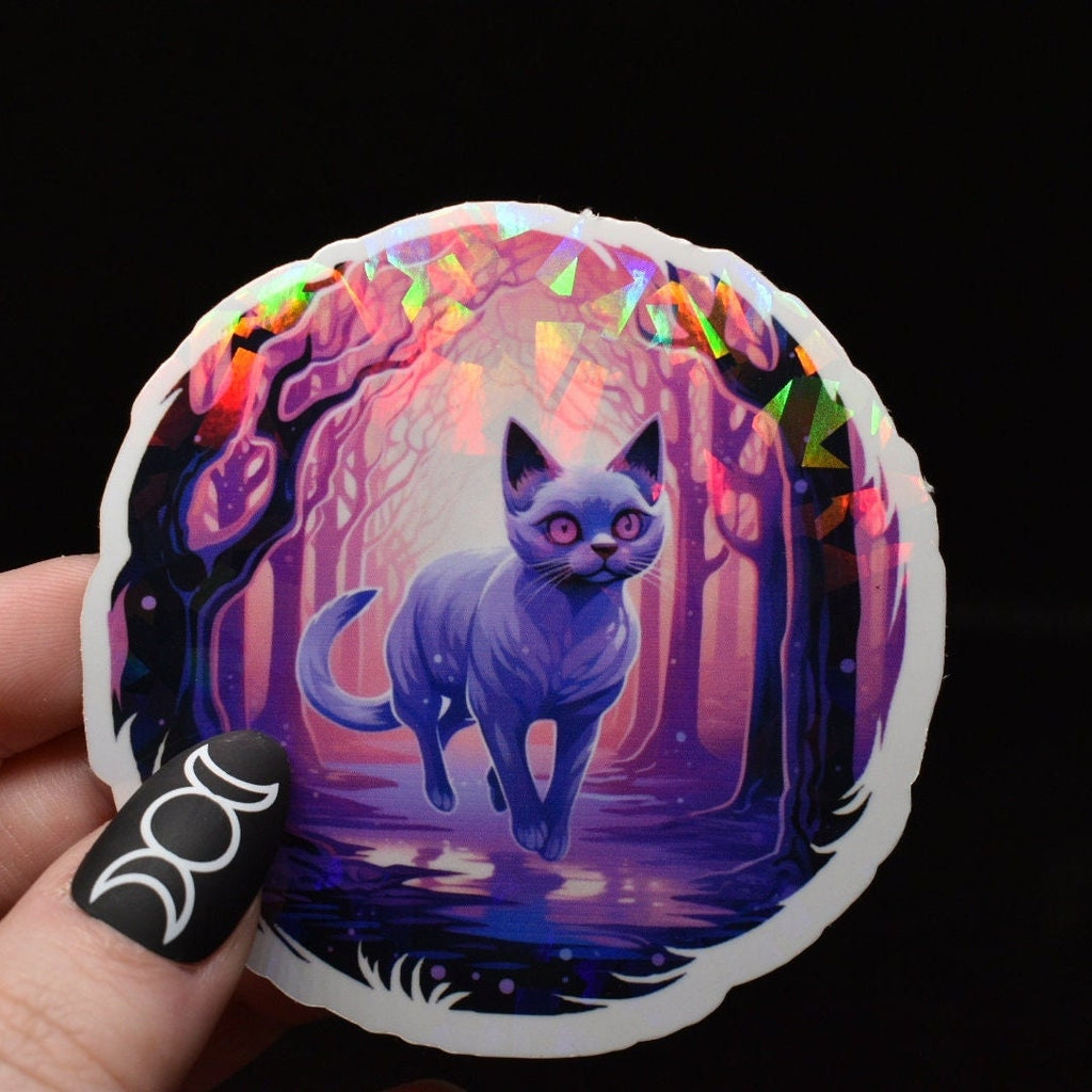 Siamese Cat Witch Sticker - Holographic Witchy Familiar