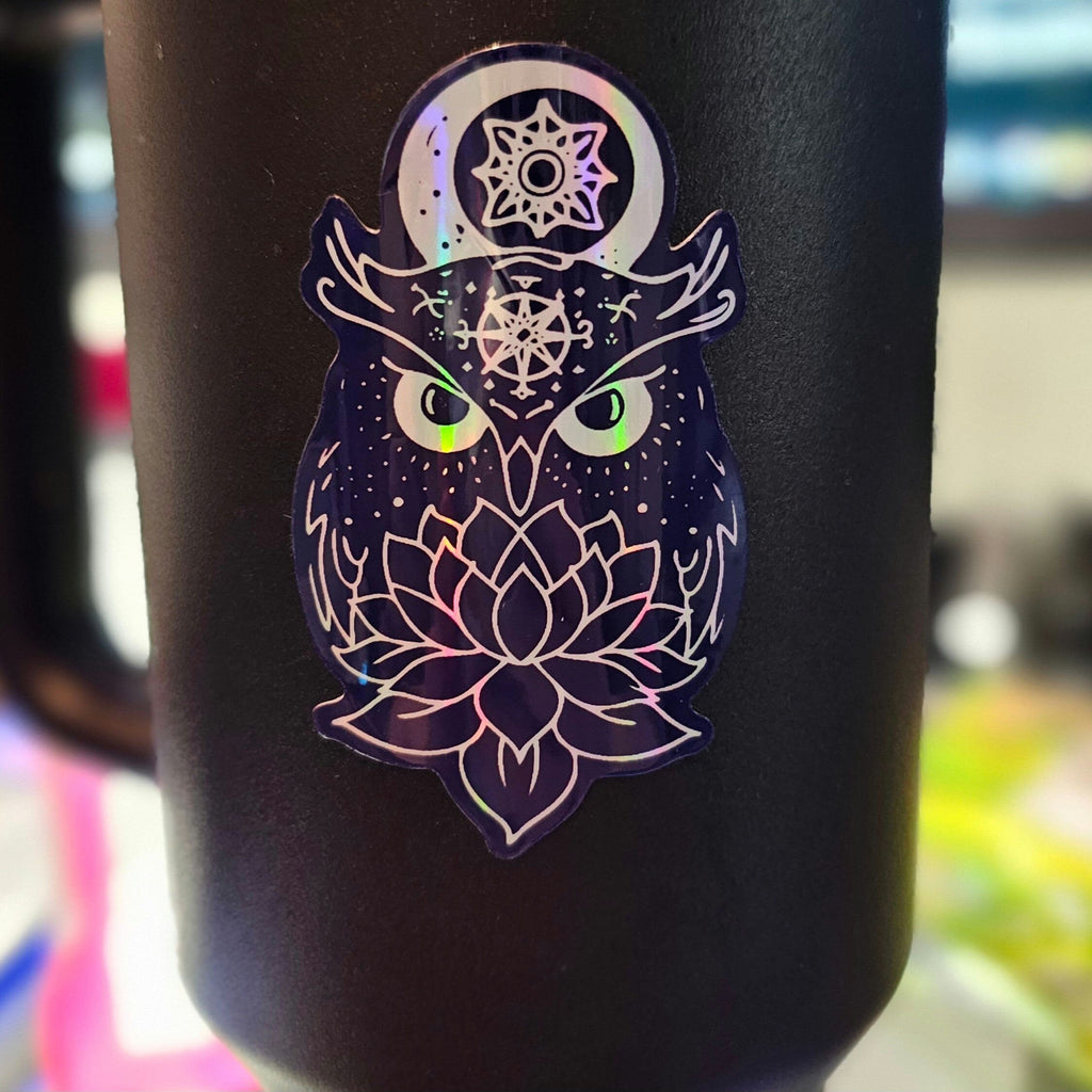 Mystical Owl Sticker: Witchy Water-Resistant Vinyl Decal