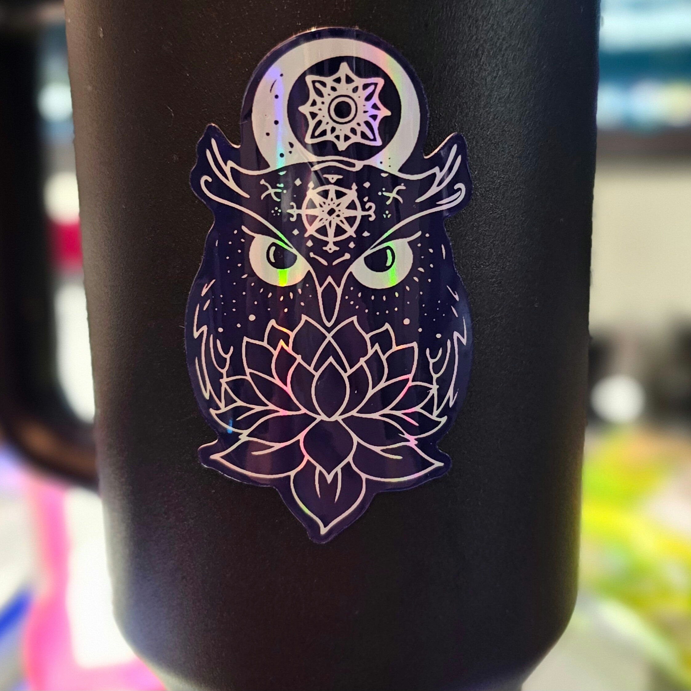Mystical Owl Sticker: Witchy Water-Resistant Vinyl Decal