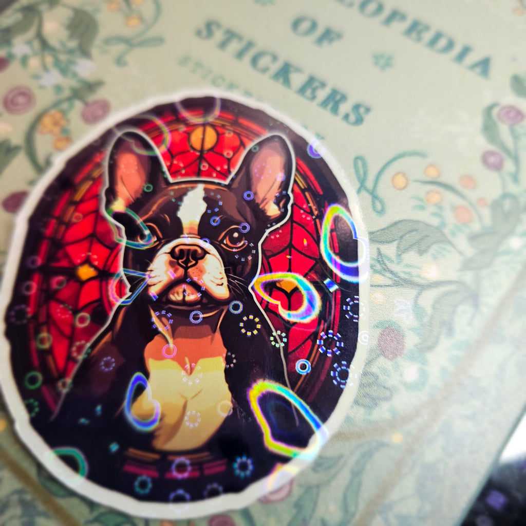 Witchy Boston Terrier Sticker: Holographic Dog Lover Gift