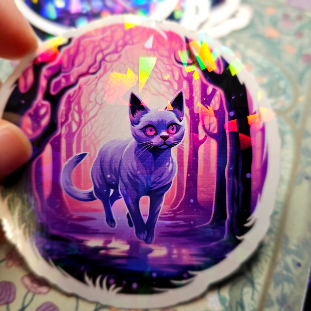 Siamese Cat Witch Sticker - Holographic Witchy Familiar