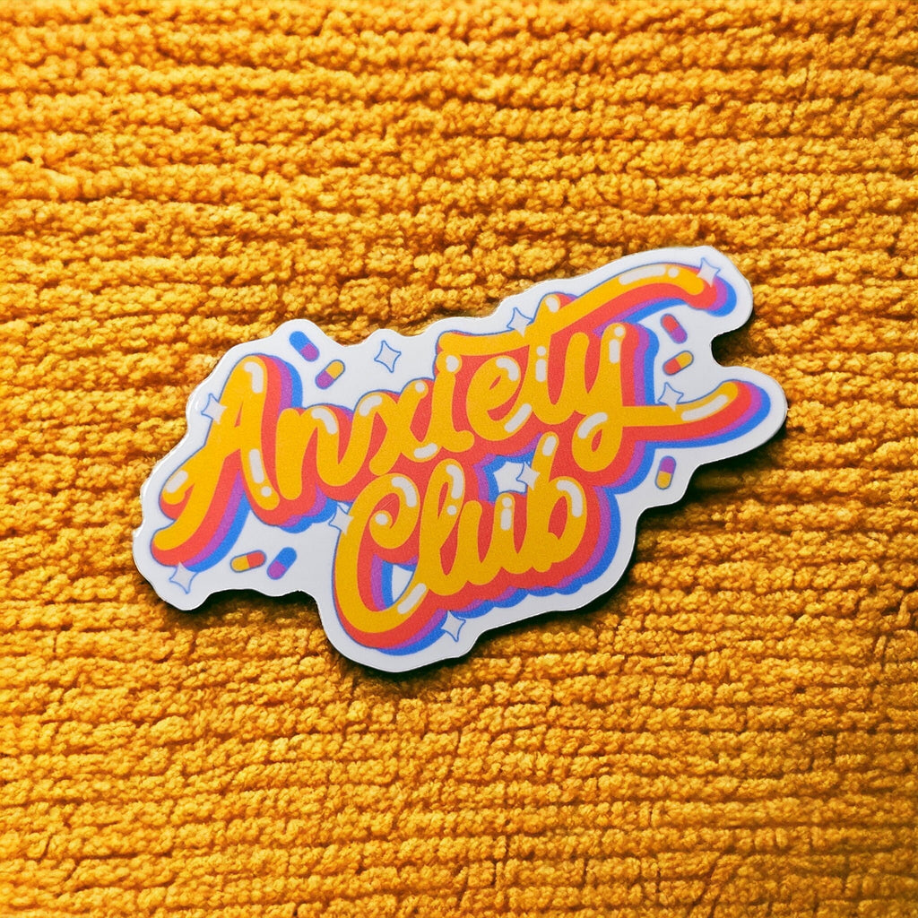 Holographic 90s Anxiety Club Sticker - Waterproof Y2K Decal