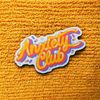 90s Anxiety Club Holographic vinyl sticker featuring Y2K Water-Resistant Decal in White