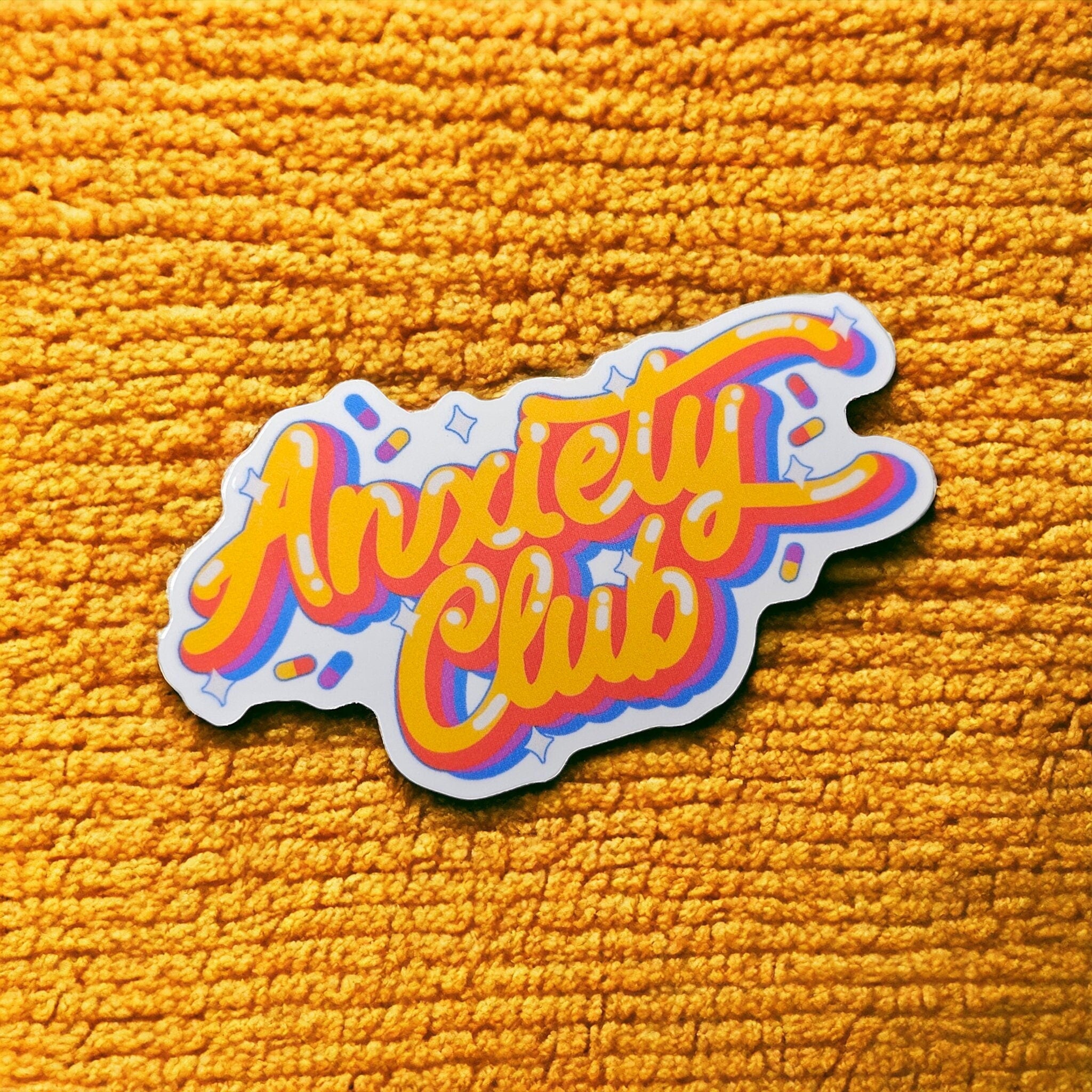 Holographic 90s Anxiety Club Sticker - Waterproof Y2K Decal