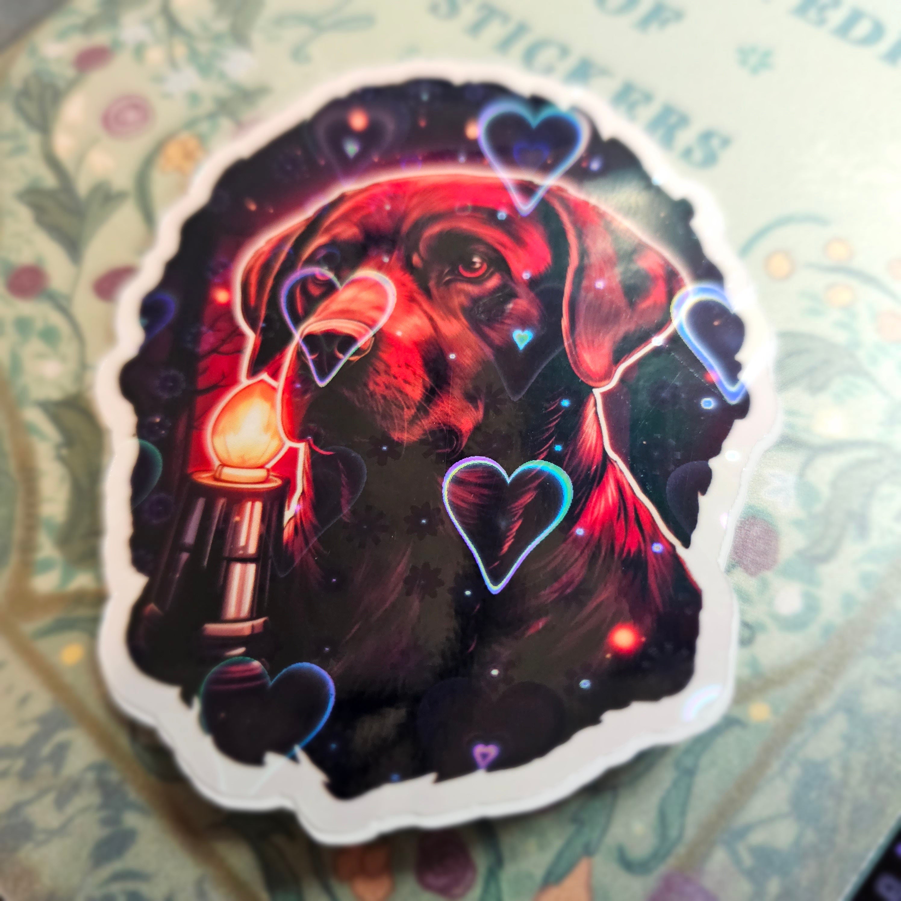 Chocolate Labrador Retriever - Familiar Witch Gothic Holographic Dog Sticker