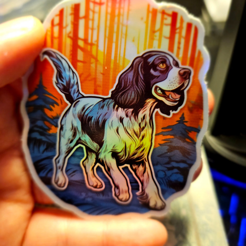 Witchy English Springer Spaniel Sticker: Holographic Dog Lover Decal