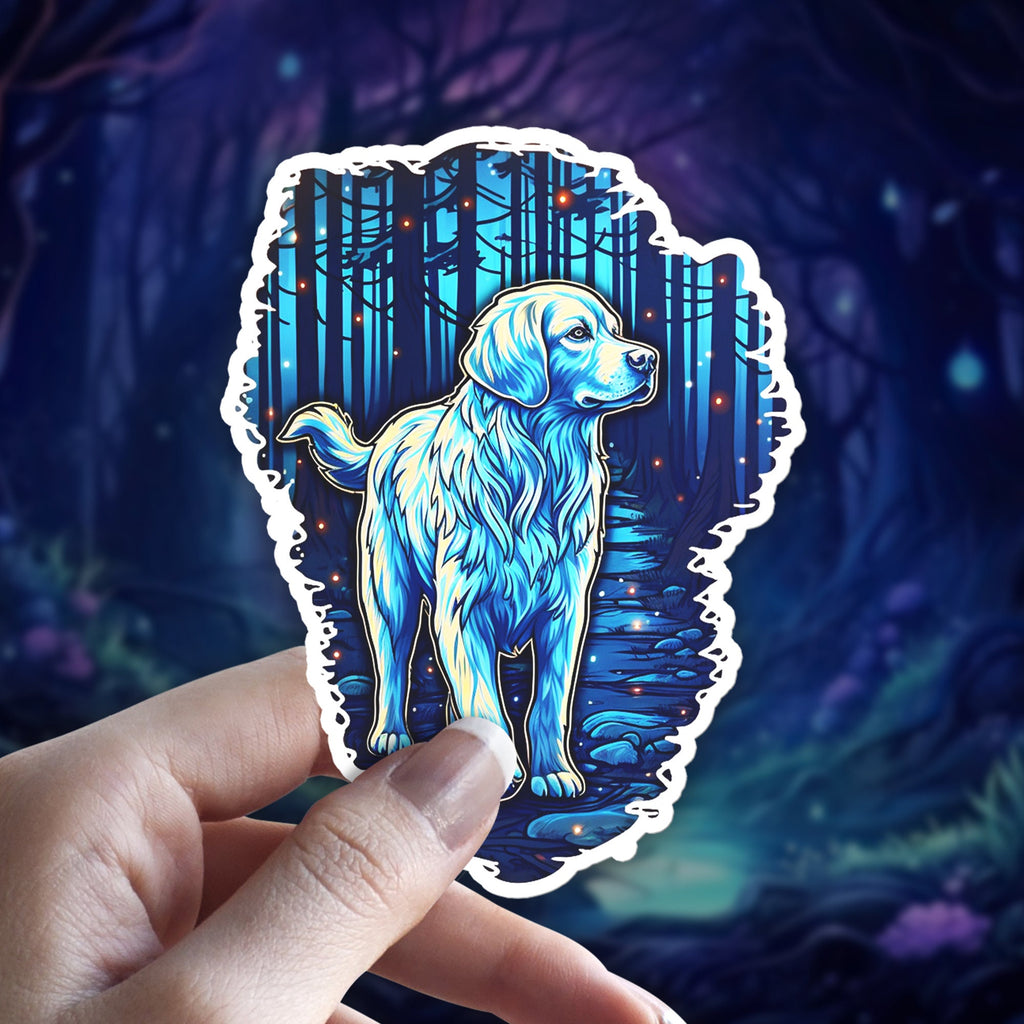 Pyrenees Familiar Holographic Sticker, Witchy Dog Gift