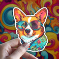 Trippy Corgi Vinyl Sticker: Waterproof Dog Art Decal
