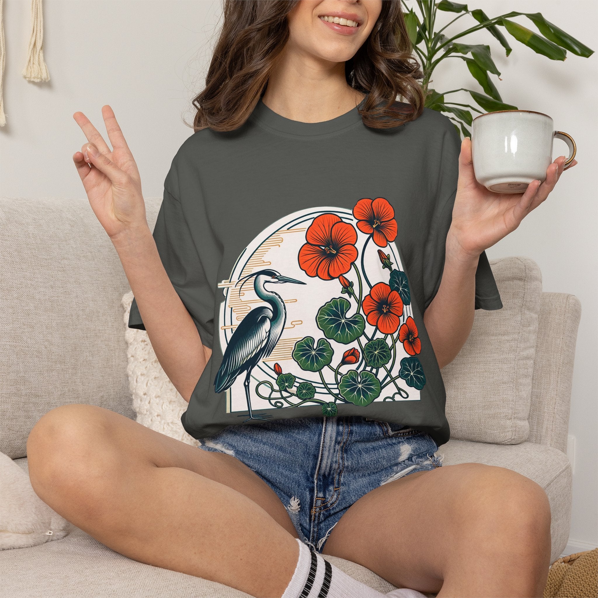 Heron & Poppies Graphic T-Shirt