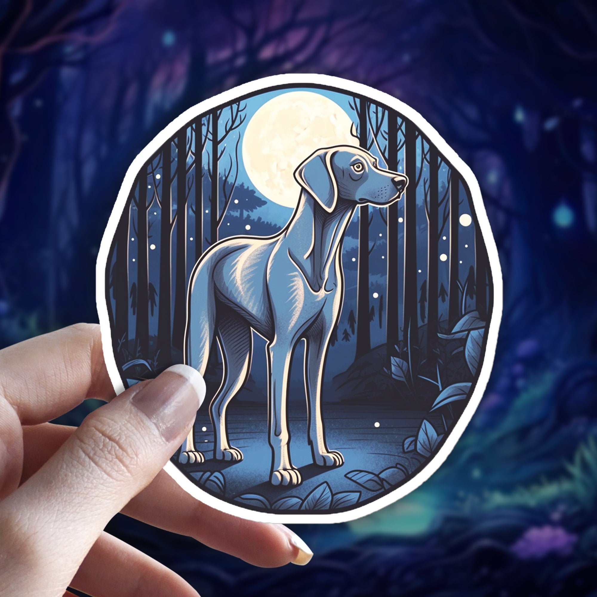 Weimaraner Familiar Sticker: Witchy Dog Decal, Holographic Option