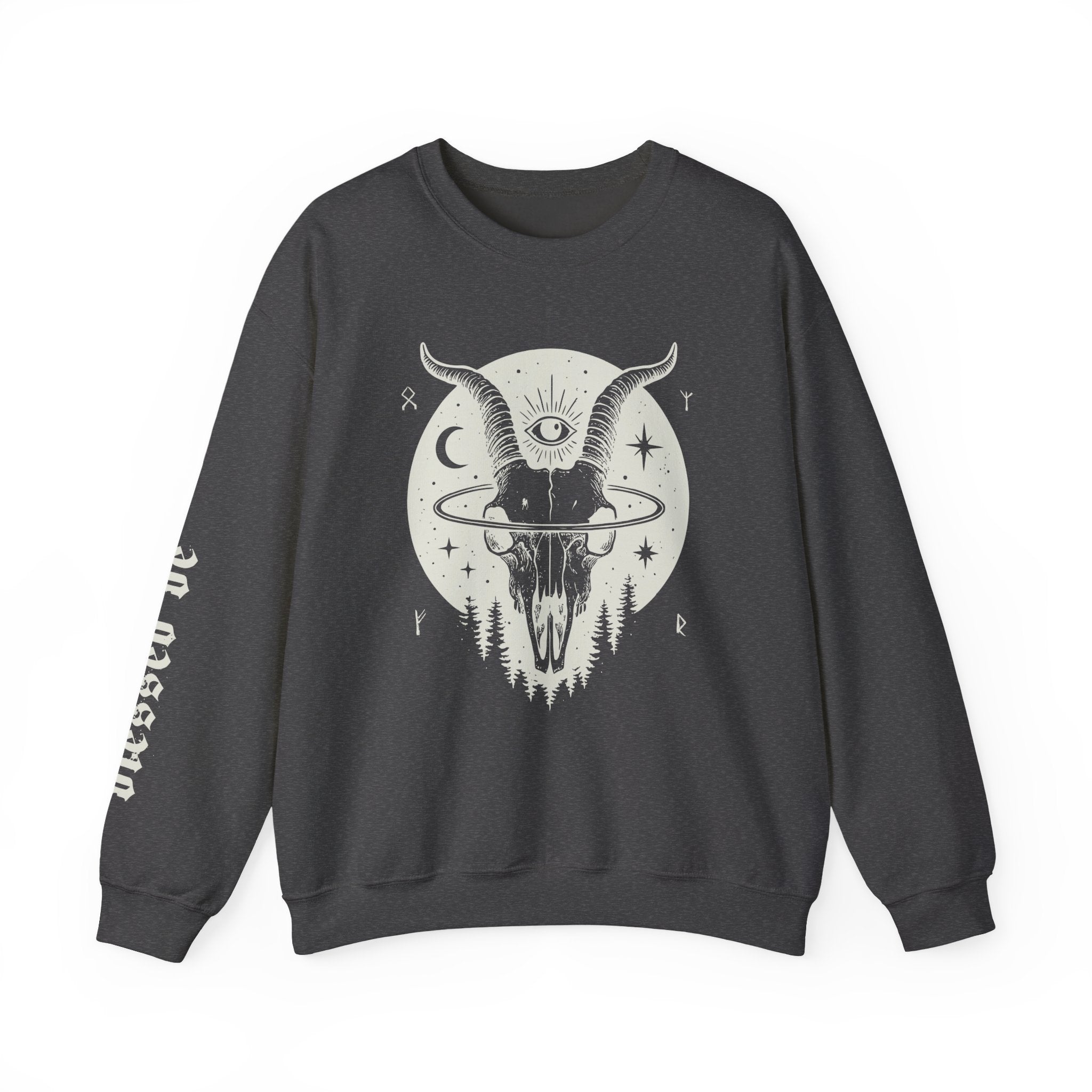 Blessed Be Sweatshirt, Occult Witchcore Crewneck, Goat Skull Sweater, Dark Witchy Aesthetic, Grunge Pagan Pullover Unisex