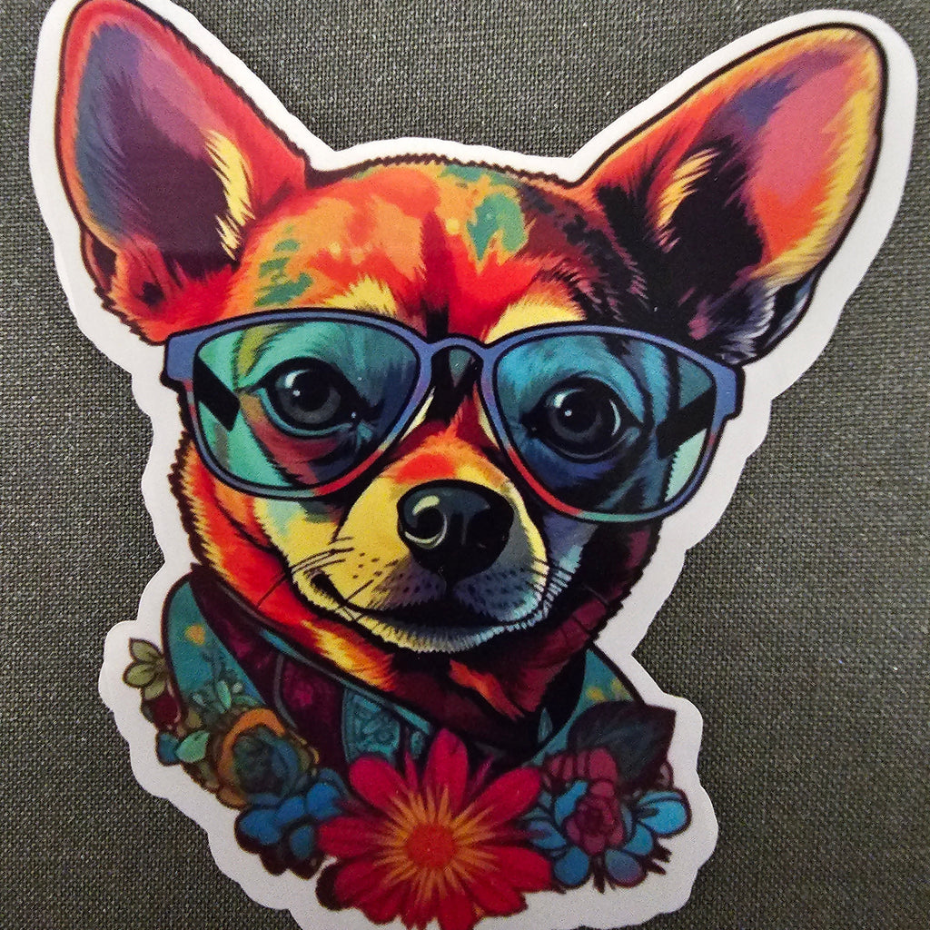 Trippy Chihuahua Sticker: Psychedelic Dog Lover Gift